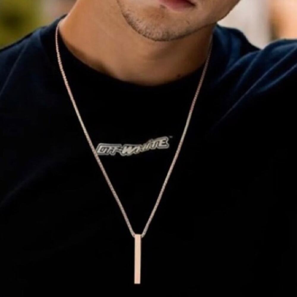18K Gold Plated Vertical Bar Pendant Necklace